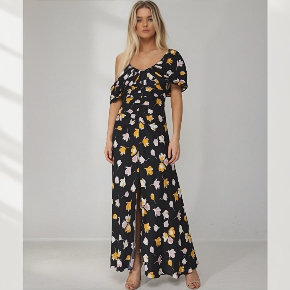 SELF-PORTRAIT Floral Off-Shoulder Maxi Dress - Size 8